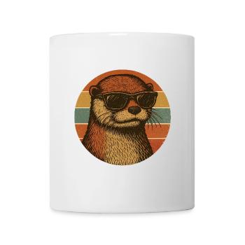 Cool Otter with Sunglasses Retro Design - Tasse - Weiß - Vorne