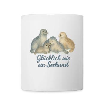 Glückliche Siegel im Aquarell - Tasse - Weiß - Vorne