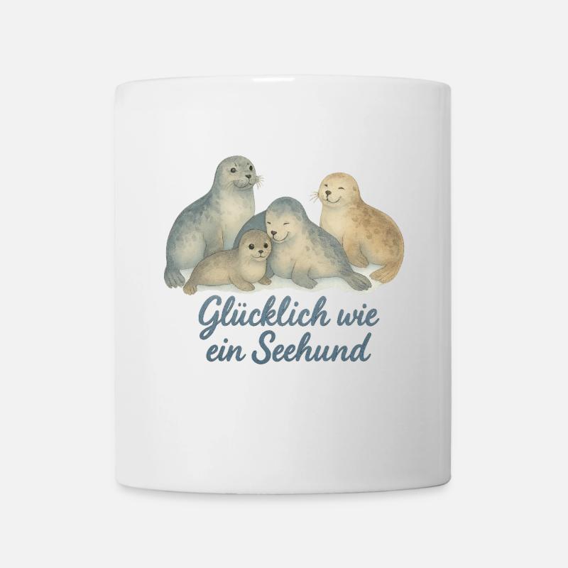 Sceaux heureux à l’aquarelle - Mug blanc - blanc