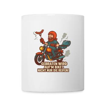 BBQ Biker – Gebraten wird auf’m Bike - Tasse - Weiß - Vorne