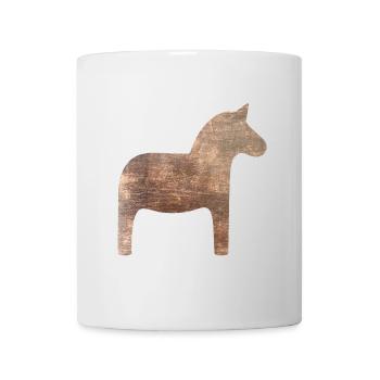 Dala Horse Wood Suède Traditionnel Scandinave - Mug blanc - blanc - Devant