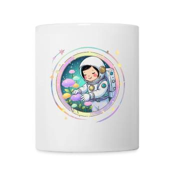 Astronaut Girl with Mushrooms – Cute Space Design - Mug - white - Front