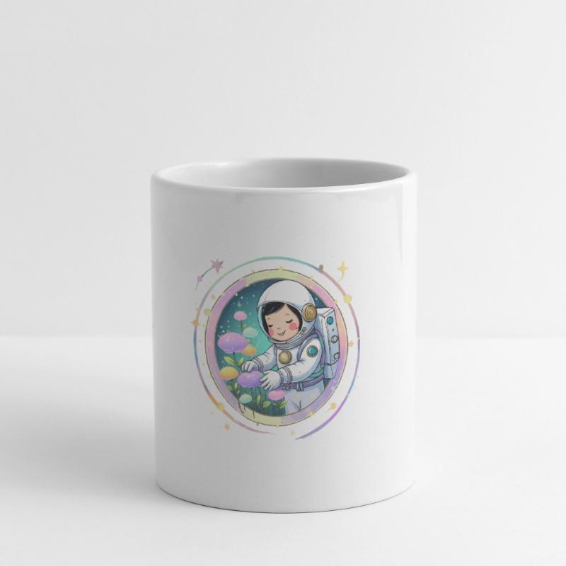 Fille astronaute avec des champignons - Conception spatiale mignonne Mug blanc