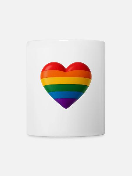Heart in rainbow colors for variety 3D look - Mug - white