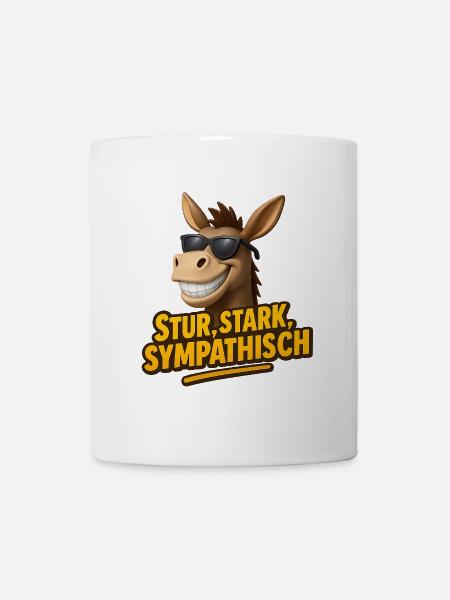 Stubborn, strong, likeable – The donkey with style - Mug - white