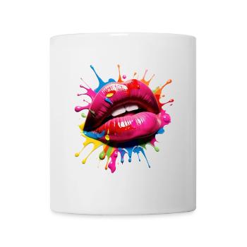 Lebendige Lippenkunst mit Color Splash - Tasse - Weiß - Vorne