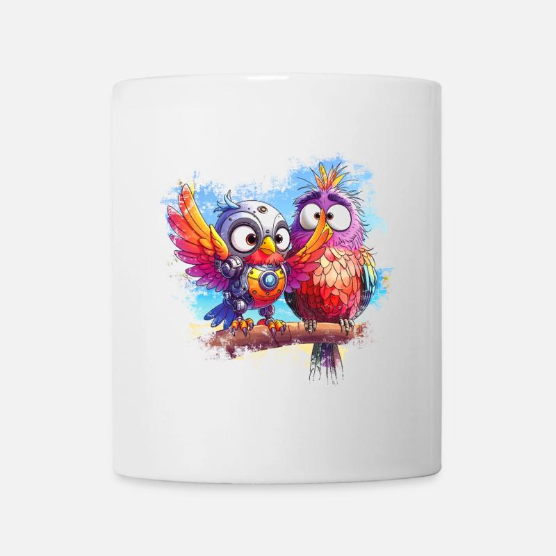 Oiseaux robot plage, lumière, joie, couleurs - Mug blanc - blanc