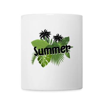 Summer lettering with tropical leaves - Mug - white - Front