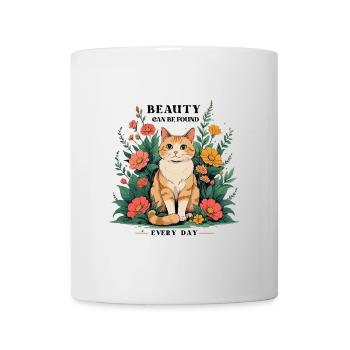 La beauté se retrouve tous les jours –Retro Cat Design - Mug blanc - blanc - Devant