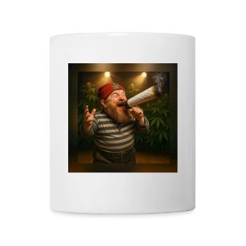 Marktschreier-Zwerg mit Joint-Megaphon - Tasse - Weiß - Vorne