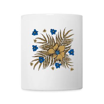 Tropical Leaves and Flowers Pattern - Mug - white - Front