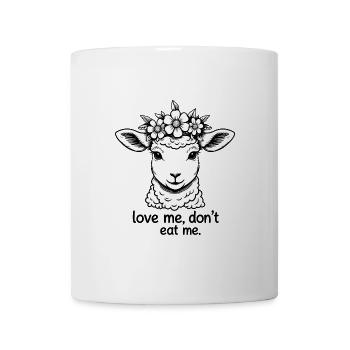 Love Me, Don’t Eat Me – Lamm mit Blumenkranz - Tasse - Weiß - Vorne