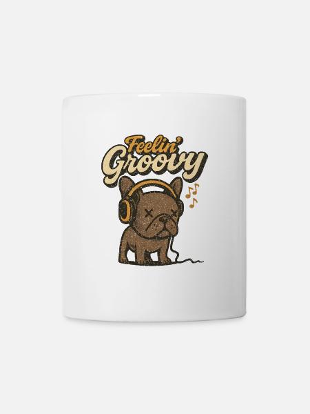 Vintage Bulldogge Feelin’ Groovy - Tasse - Weiß