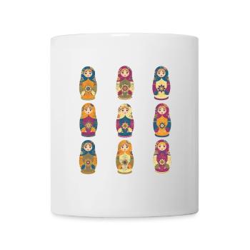 Motif de poupées matriochkas russes traditionnelles - Mug blanc - blanc - Devant