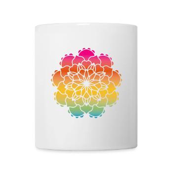 Fleur Mandala Ornement Dégradé Yoga Inde om - Mug blanc - blanc - Devant