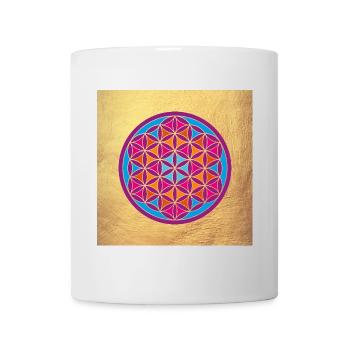 Flower of Life Gold Yoga Indien om Namaste Mandala - Tasse - Weiß - Vorne