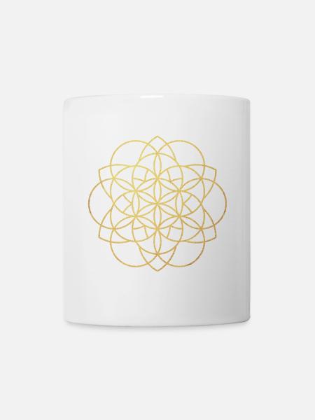 Ornament Gold Flower of Life Meditation Mandala om - Tasse - Weiß