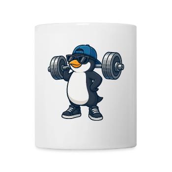 Cooler Pinguin mit Hantel Fitness Bodybuilding - Tasse - Weiß - Vorne