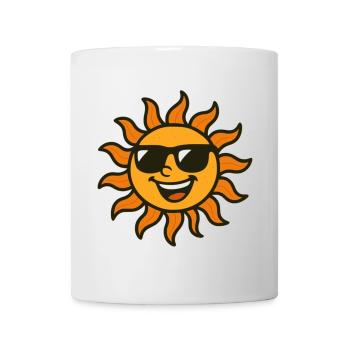 Soleil avec lunettes de soleil noires - Mug blanc - blanc - Devant