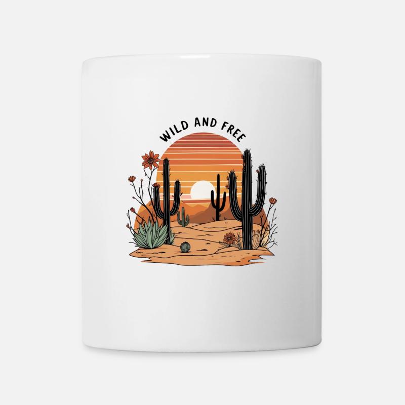 Wild and Free – Retro Desert & Cacti - Mug - white