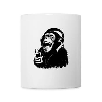 Monkey enjoys music | Headphones - Mug - white - Front