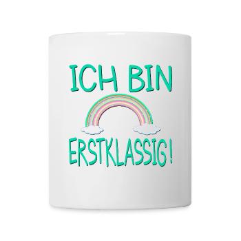 Ich bin erstklassig Regenbogen 1. Klasse - Tasse - Weiß - Vorne