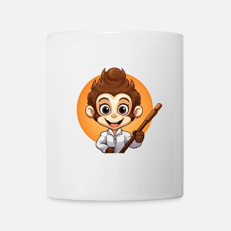 Singe Perche à selfie - Mug blanc - blanc