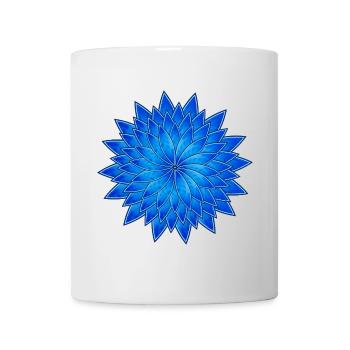 Mandala Kornblume in leuchtendem Blau - Tasse - Weiß - Vorne