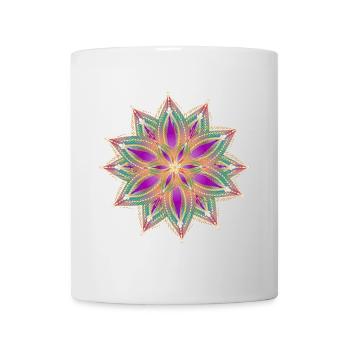 Orientalische Sternenblume in Magenta & Türkis - Tasse - Weiß - Vorne