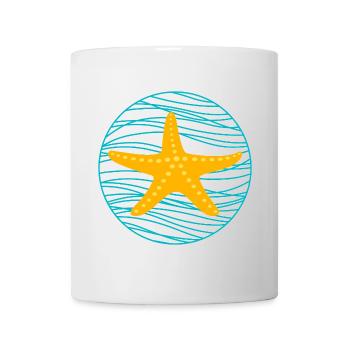 Seestern Wellen Kreis See Meer Stern maritim Comic - Tasse - Weiß - Vorne