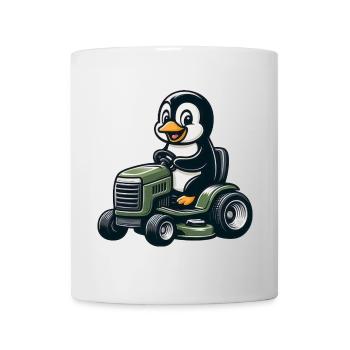 Cute Penguin Lawn Mower Horticulture - Mug - white - Front