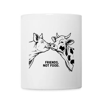 Des amis, pas de la nourriture – Cow & Pig Loving - Mug blanc - blanc - Devant