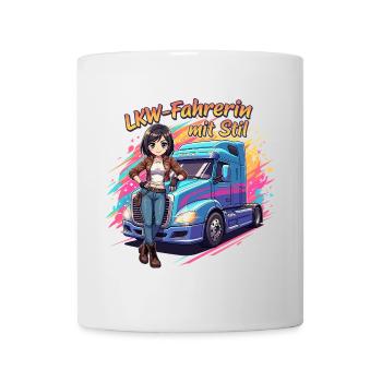 LKW-Fahrerin mit Stil - Tasse - Weiß - Vorne