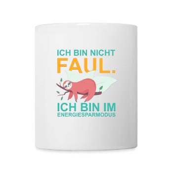 Faultier Energiesparmodus – Lustiges Zitat - Tasse - Weiß - Vorne