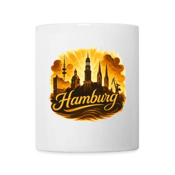 Hamburg Gold Stadt Silhouette golden Geschenk - Tasse - Weiß - Vorne
