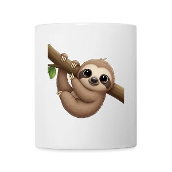 Cute sloth with branch - Mug - white - Front