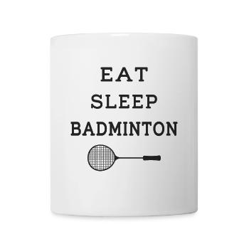 Eat Sleep Badminton - Schläger - Tasse - Weiß - Vorne