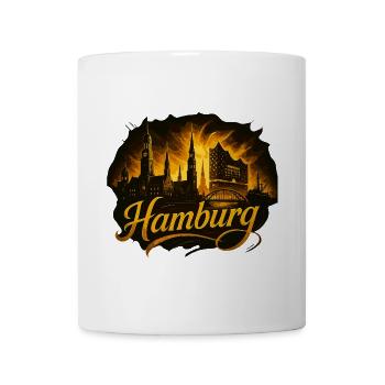 Hamburg Gold Stadt Silhouette golden Geschenk - Tasse - Weiß - Vorne