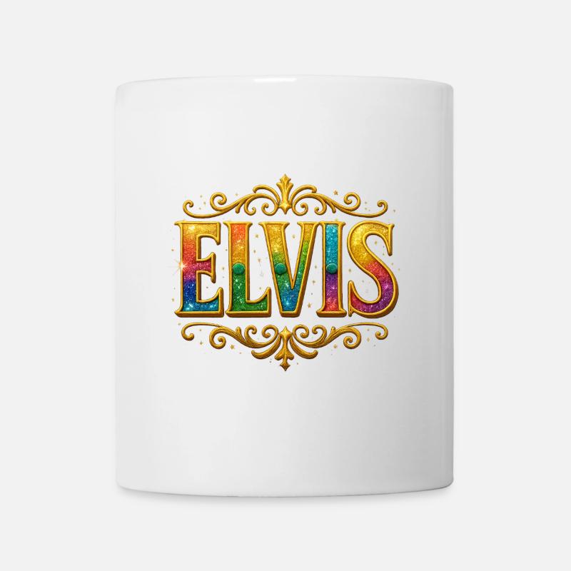 ELVIS Glitzer Gold Pailletten - Tasse - Weiß