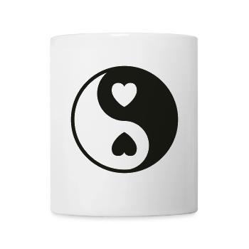 Ying Yang Coeurs - Mug blanc - blanc - Devant