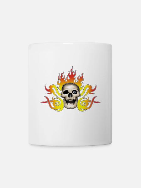Schädel und Flammen - Tasse - Weiß