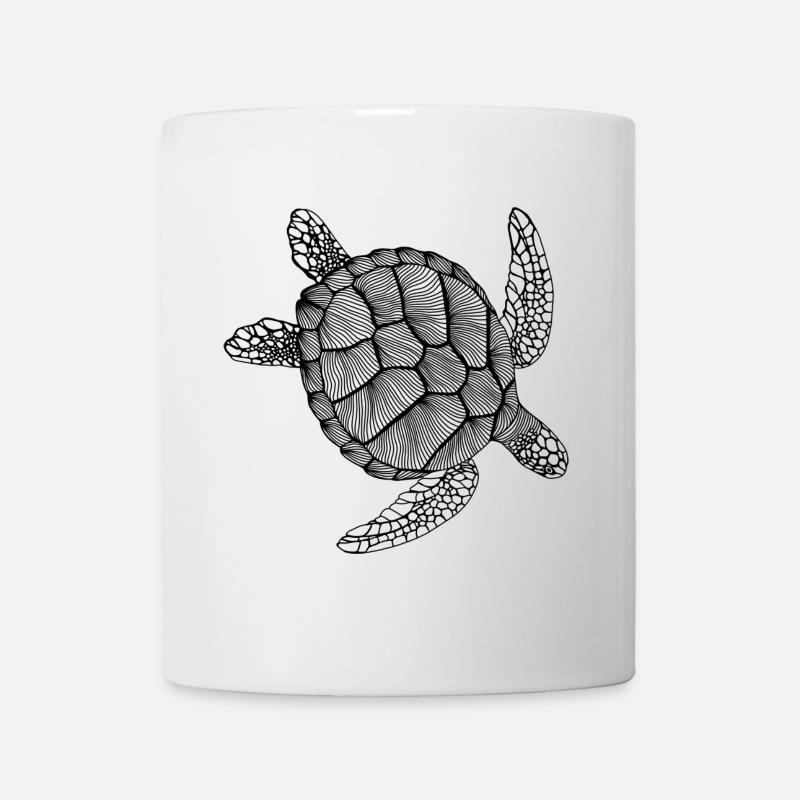 Schildkröte Line Art - Turtle - Tasse - Weiß