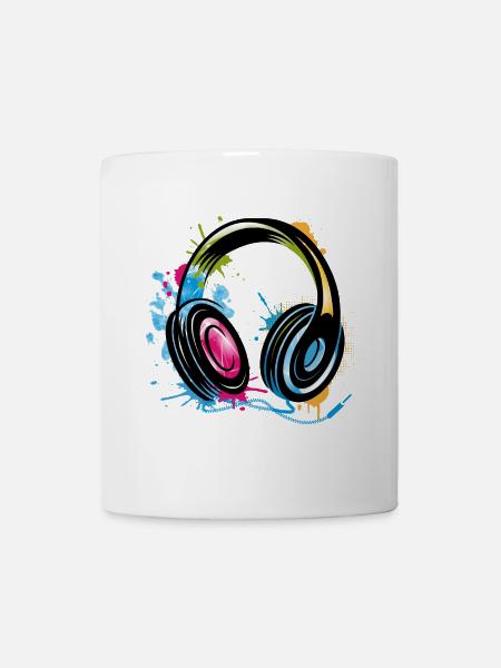 stylish Graffiti Headphones - Mug - white