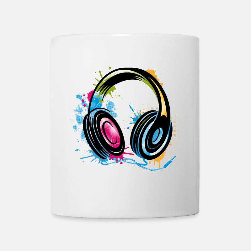 bunter Graffiti Kopfhörer - Tasse - Weiß
