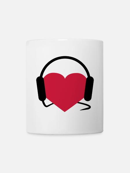 Herz mit Kopfhörern - Tasse - Weiß