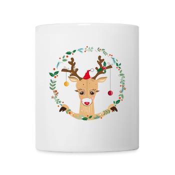 Un renne au moment de Noël - Mug blanc - blanc - Devant