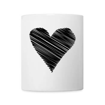 herz scribble Zeichnung minimal love liebe Linien  - Tasse - Weiß - Vorne