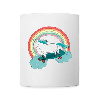 Einhorn Skateboard Longboard Regenbogen - Tasse - Weiß - Vorne