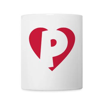 Herz P - I love P - Buchstabe P - Tasse - Weiß - Vorne