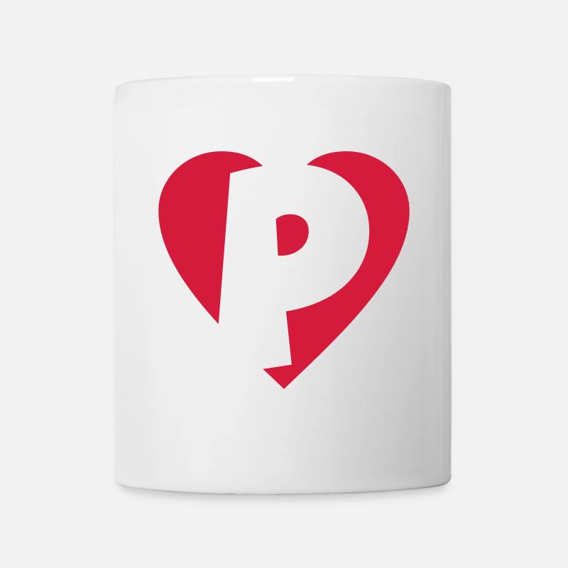 Herz P - I love P - Buchstabe P - Tasse - Weiß
